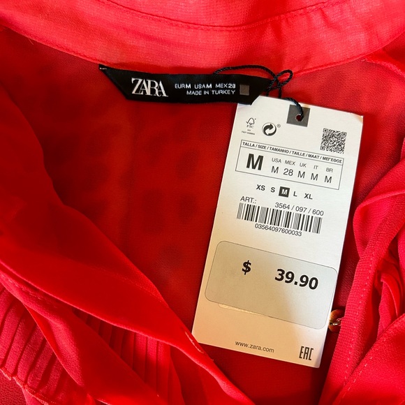 Zara Red Ruffle Blouse - Picture 11 of 14